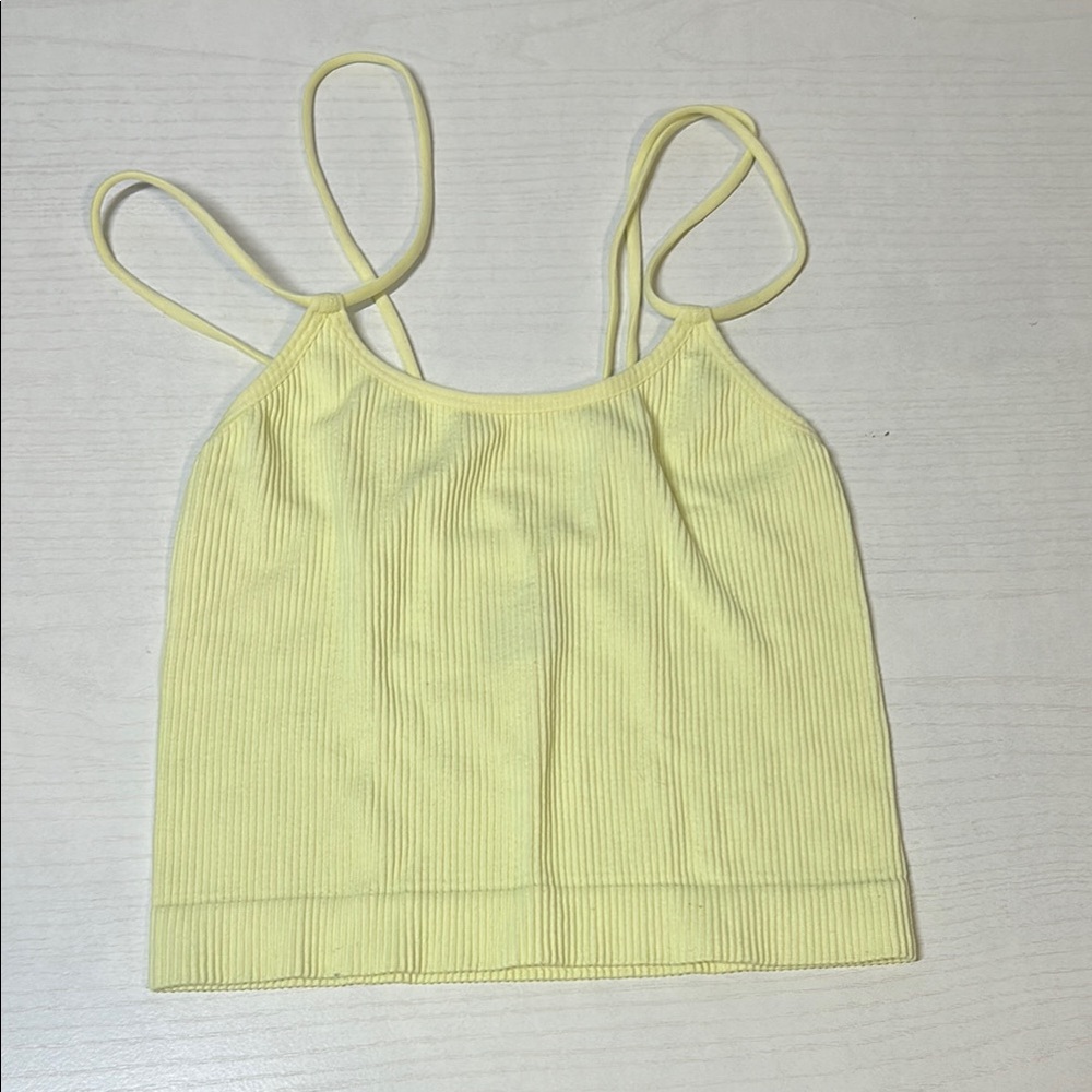 Yellow Ribbed Women's Top